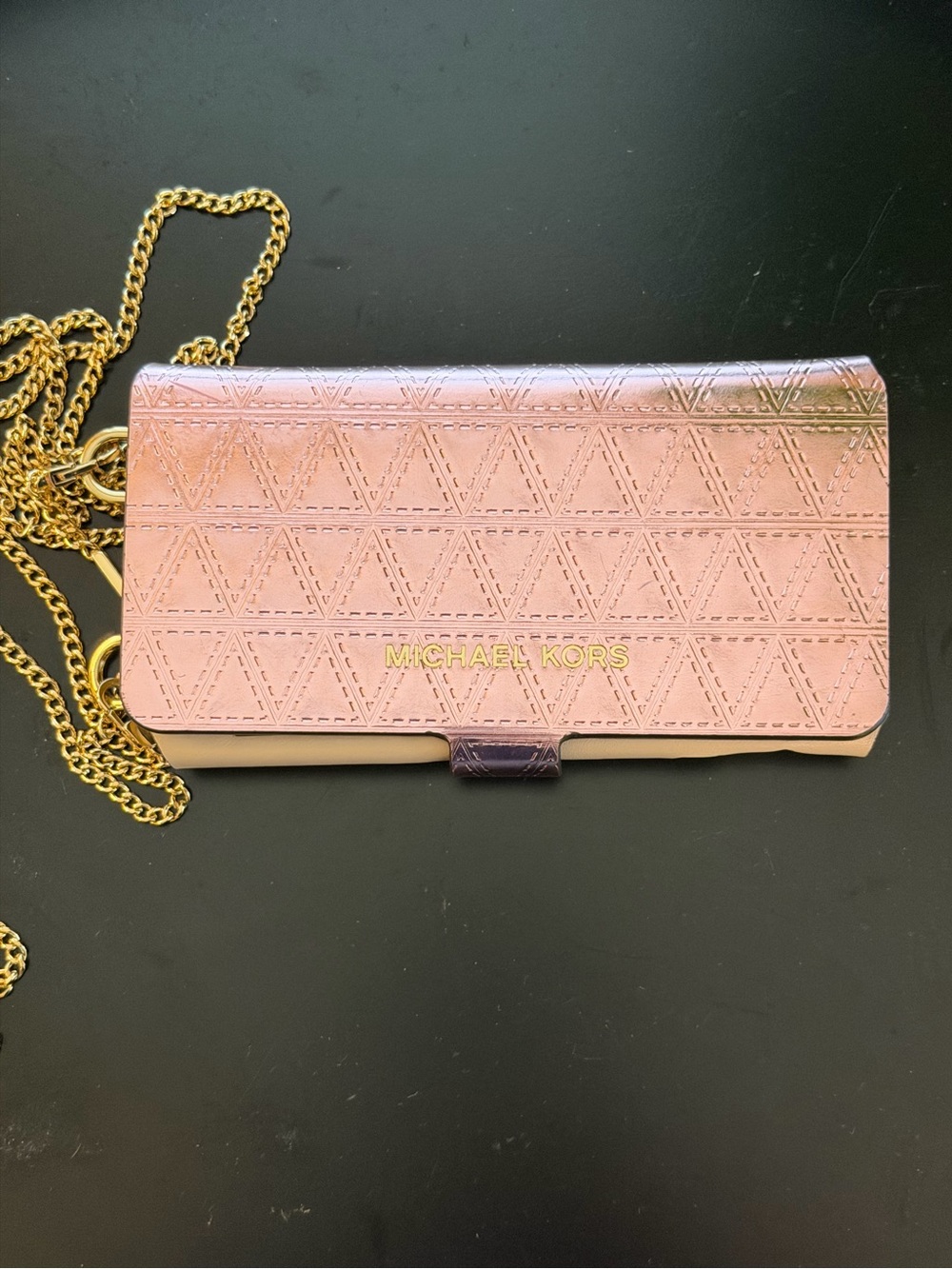 Michael Kors Folio IPhone 7 Case Crossbody metallic pink